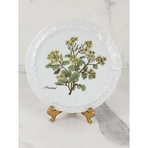 Andrea by Sadek Mustard Botanical Wall Hanging Trivet Plate 6 1/2" 1990s Vintage